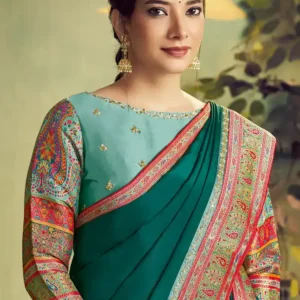 Banarasi Saree in Dark Green