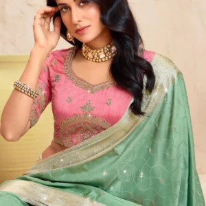 Woven Art Silk Saree in Sea Green