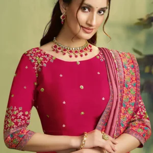 Woven Upada Silk Saree in Pink